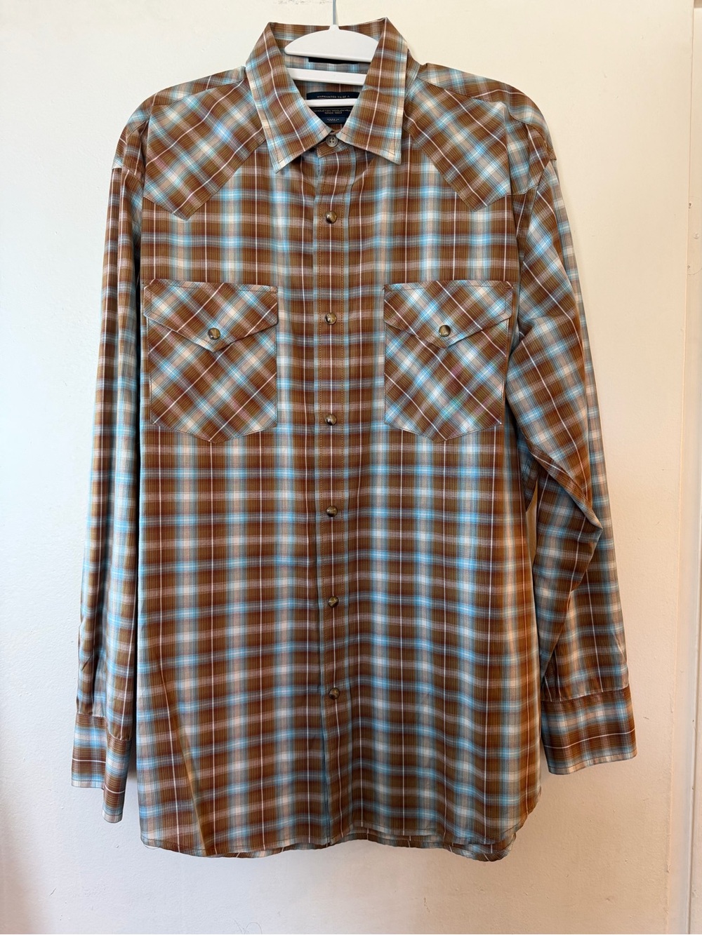 Pendleton Western Pearl Snap Plaid Button Down Shirt Large